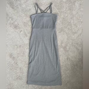 Socialite Light Gray Strappy Midi Dress